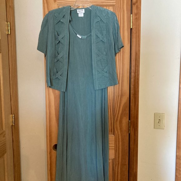 Vintage Women's teal dress. Fits modern size 8-10 - Picture 1 of 8